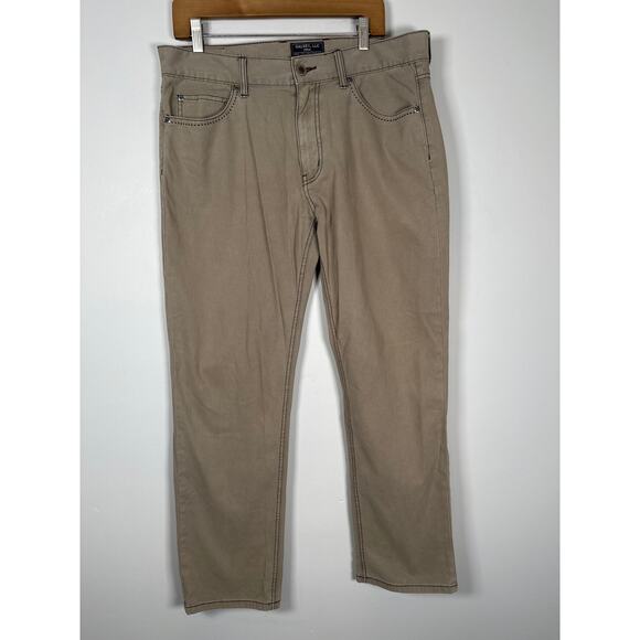 Halsey 44 Khaki Edward Bedford Hedge 5-Pocket Pant 35/30 Contrast Stitching - Picture 1 of 11
